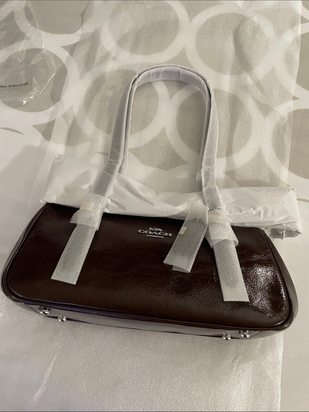 Coach Brown Patent Leather Shoulder Bag